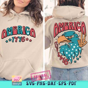 America Eagle Retro 4th of July SVG PNG America shirt Svg Retro America Svg Free Bird Png 4th of July Cut file Independence Day Sublimation image 5