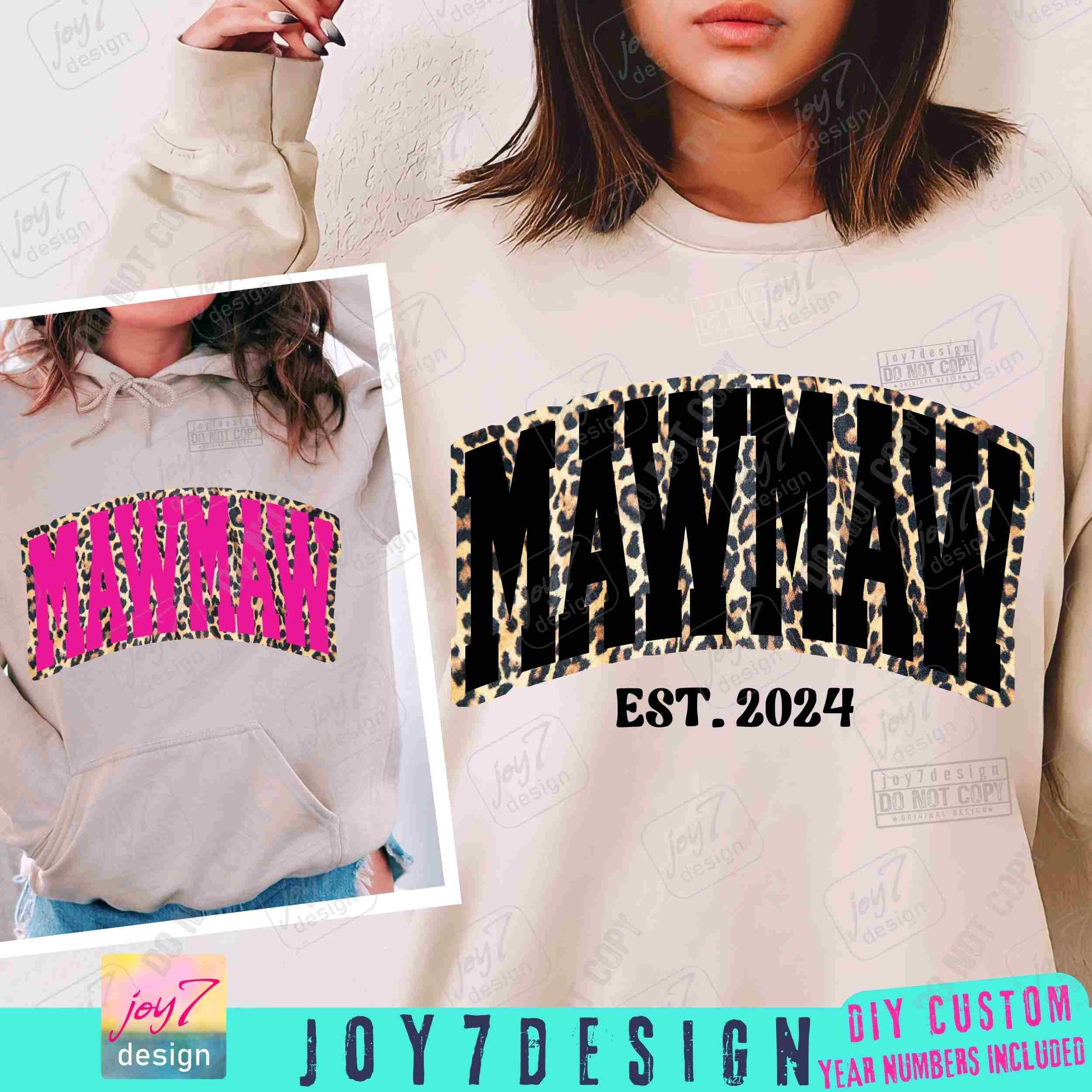 Mawmaw PNG Mawmaw Est New Grandma Shirt Png Grandma Png Gift for Grandma Trendy Mom Leopard Png Mother's Day Grandma SUBLIMATION ORIGINAL