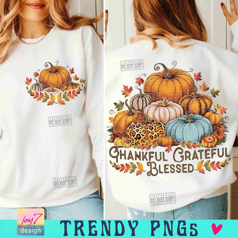 Thankful Grateful Blessed PNG Pumpkin Retro Fall Png Thanksgiving family Pumpkin Sublimation Thankful Vintage design Retro Autumn ORIGINAL image 3