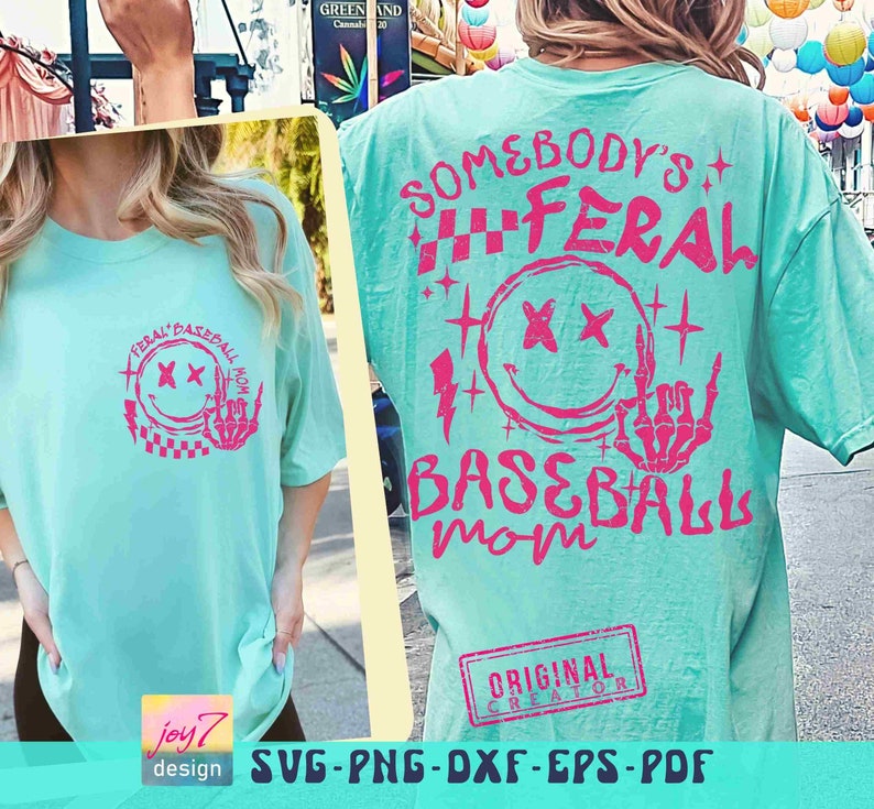 Funny Baseball Mom SVG PNG Somebody's Feral Mom Svg Retro Baseball Mom Png Mom Life Baseball Sublimation Baseball Game Day Cut File Original image 6