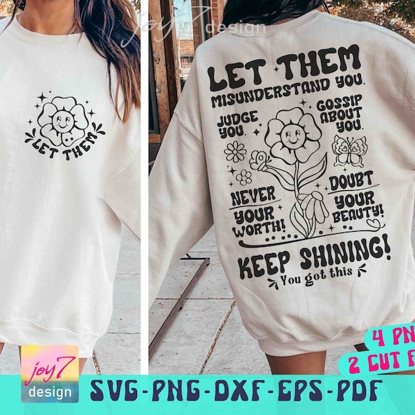 Let Them SVG PNG Keep Shining Png Self Love Svg, Inspirational Png Svg, Self Worth Png Svg Motivational SVG cut file, Positive Retro Png Svg