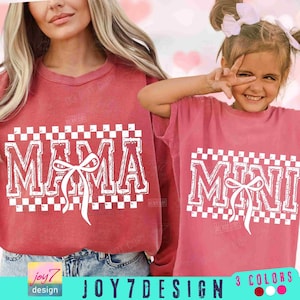 Mama Mini Coquette Checker PNG Match Mama Mini Retro Checker Coquette Bow Png Valentines Day Mama Mini shirt Png Trendy Mothers Day ORIGINAL