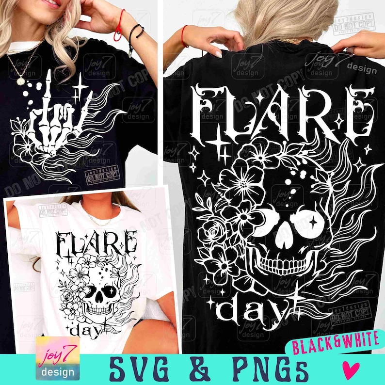 Día de la llamarada SVG PNG Enfermedad crónica Conciencia de la salud Flor Calavera Png Dolor crónico Síndrome de Ehlers-Danlos Esqueleto Spoonie camisa Svg ORIGINAL imagen 1