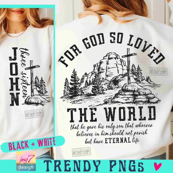 JOHN 3:16 FOR GOD So Loved the World Png Bible verse Png Christian Bible Png Retro Western Png design Western Christian Sublimation Original