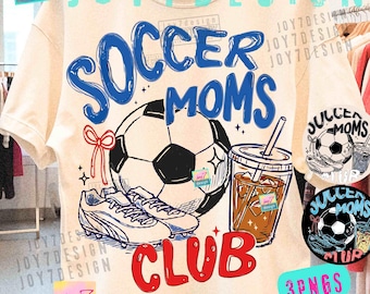 Camiseta de mamá de Soccer Moms Club PNG con garabatos de día de juego de moda, diseño ORIGINAL digital