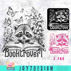 Booktrovert Mapache Divertido PNG Mapache Apasionado de los Libros Linda Flor Amante de los Libros PNG Camiseta de Lectores PNG Libro Divertido PNG Leer Libros Retro Booktok ORIGINAL imagen 2