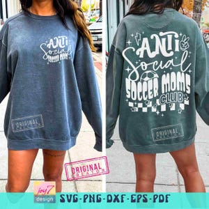 Funny Soccer Mom SVG PNG Antisocial Soccer Moms Club Soccer Game Day Png Sublimation Soccer Cheer Mom Front Back Svg Soccer CutFile Original image 4