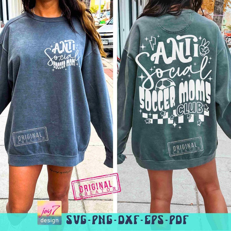 Funny Soccer Mom SVG PNG Antisocial Soccer Moms Club Soccer Game Day Png Sublimation Soccer Cheer Mom Front Back Svg Soccer CutFile Original image 4