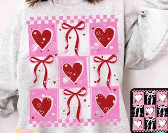 Valentine&#39;s day Heart Coquette bow PNG Retro Valentine Shirt Design Checker Valentine&#39;s Day Png Valentine Love Png Happy VDay Png ORIGINAL
