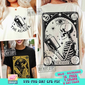 Der Leser Tarot Karte SVG PNG Buch Liebhaber Tarot Karte Png Witchy Lustig Retro Sublimation Tarot Cut Datei Vorderseite Rückseite SVG ORIGINAL