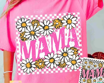 Blumen Mama PNG Mama Daisy Png Retro Karo Wildblumen Preppy Mama Frühling shirt design Sommer Vintage Blume Trendy Muttertag PngORIGINAL