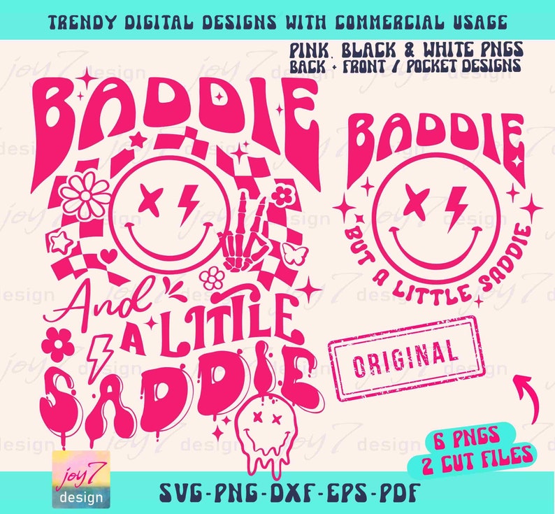 Baddie SVG PNG Saddie Baddie Funny Sarcastic Svg Petty Svg Positive Quote Svg Girls shirts Png Back and Front Svg Funny Quote Sublimation image 2