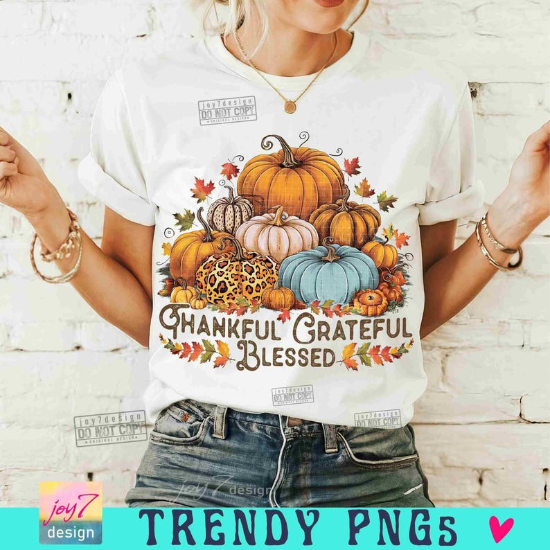 Thankful Grateful Blessed PNG Pumpkin Retro Fall Png Thanksgiving family Pumpkin Sublimation Thankful Vintage design Retro Autumn ORIGINAL image 4