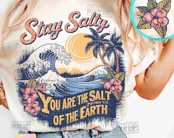 Salty Retro Christian Sublimation PNG Bible Affirmations Png Boho Bible Shirt Png Christian Summer Beach Retro Bible Verse Png ORIGINAL