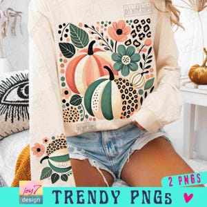 Boho pompoenen herfst luipaardpompoen boho herfst shirt herfst pompoen seizoen boho trendy herfst Thanksgiving herfst vibes png ORIGINEEL