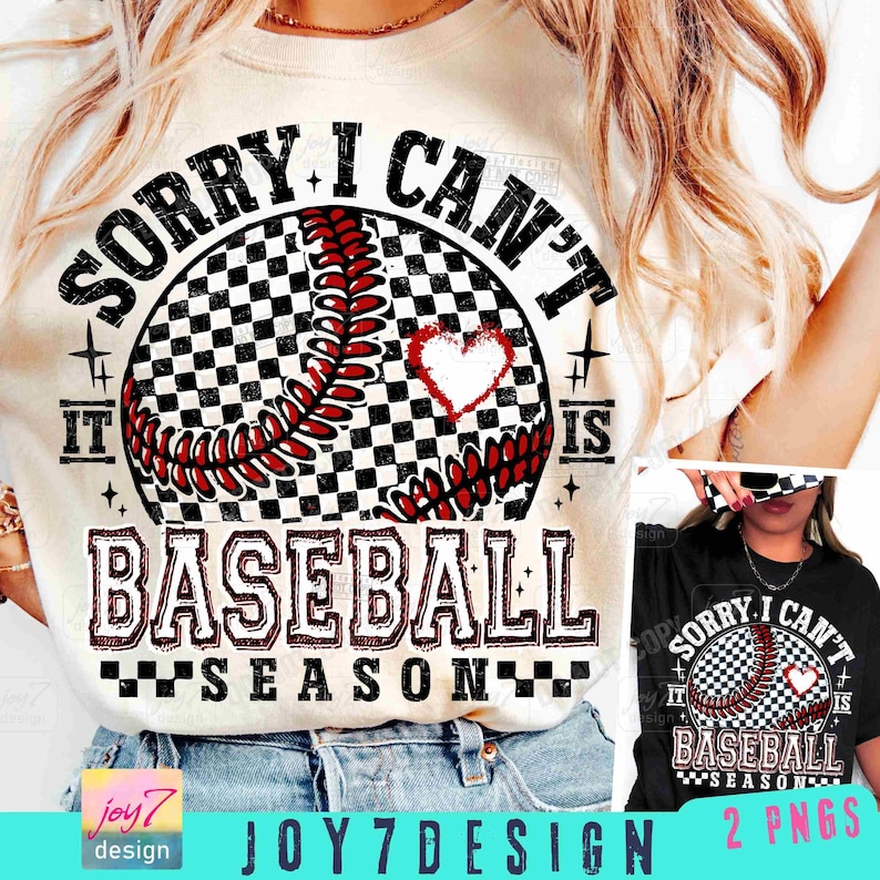 Sorry I Can't It's Baseball Season PNG Retro Checkered Baseball Png Baseball Game Day shirt Baseball Mom Png Trendy Baseball Team ORIGINAL image 1
