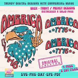 America Eagle Retro 4th of July SVG PNG America shirt Svg Retro America Svg Free Bird Png 4th of July Cut file Independence Day Sublimation image 2