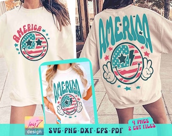 Retro America PNG SVG 4th of July Groovy Vintage American Flag Kids Fourth of July Svg Retro Patriotic Svg Independence Day Retro Sublimatio