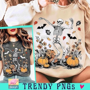 Dancing Skeleton Halloween PNG Funny Fall Skeleton Png Funny Halloween Png Spooky Season Png Retro Fall Png Retro Halloween Png ORIGINAL
