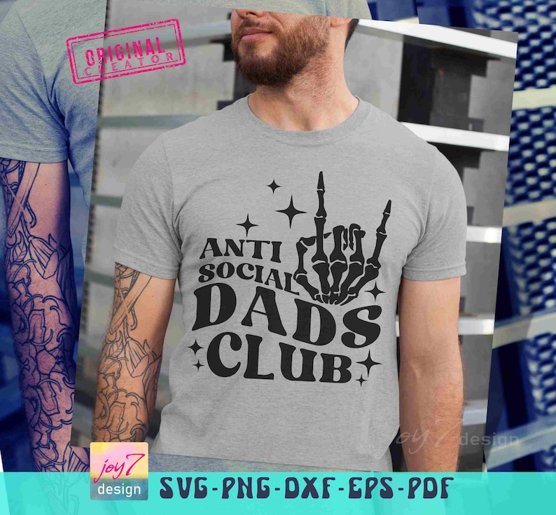 Club de Papás Antisociales SVG PNG Papá Divertido Padre Svg Camisa de Papá Svg Vida de Papá Png Papá Rockero Svg Mano de Esqueleto Regalo Divertido de Papá Svg Diseños de Papá imagen 5
