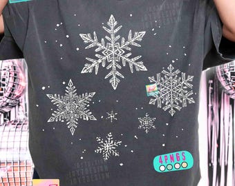 スノーフレーク クリスマス ハーフトーン PNG トレンディ ウィンター クリスマス マジック ヴィンテージ デザイン DTF オリジナル (デジタルダウンロード)