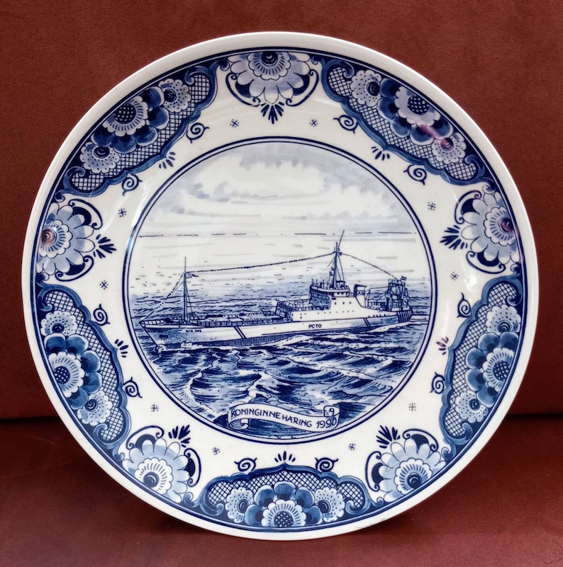 Vintage delfts blauw herdenkings bord Koninginneharing 1990. Maker: W ...