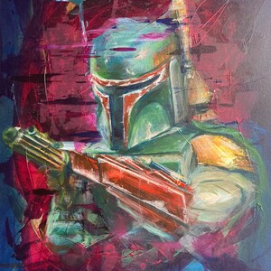 Boba fett hand painted canvas