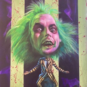 Beetlejuice hand painted canvas