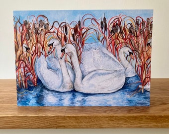 Seven Swans A-Swimming Greetings Card