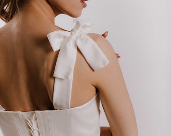 Detachable bow straps - add on white satin straps - off should attachable straps