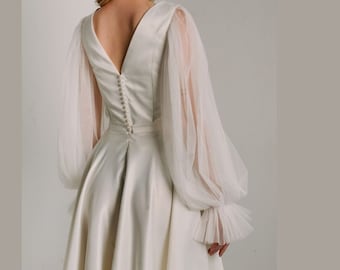 Detachable Tulle Bishop Sleeves – Ivory Wedding Bridal Add-On