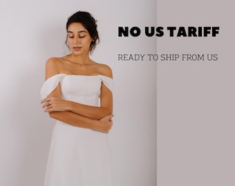 Alças removíveis para vestido de noiva em crepe: Mangas de noiva com ombros à mostra