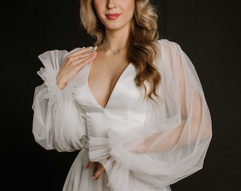 Detachable Tulle Bishop Sleeves: Bridal Wedding Sleeves Add-On