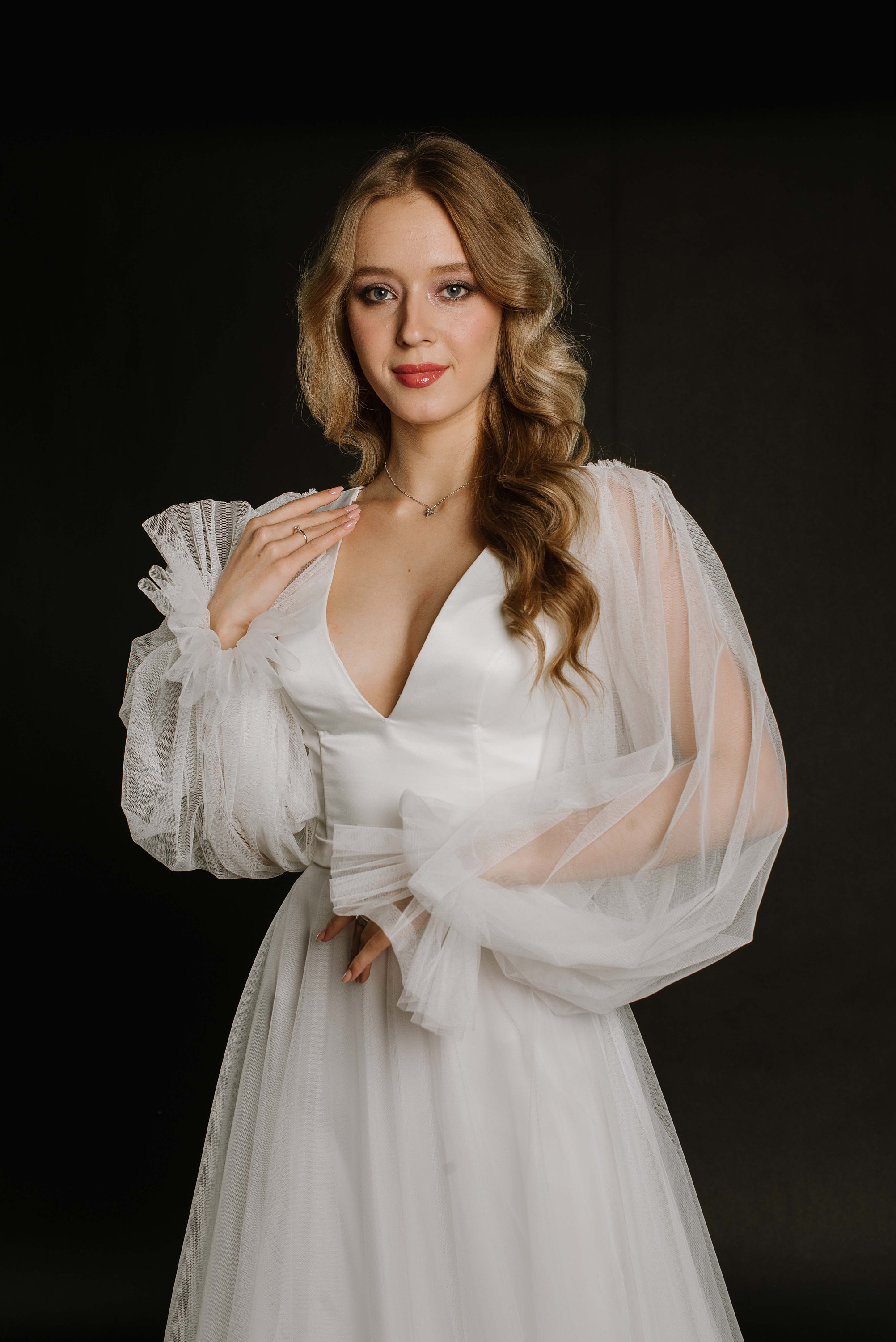 navy blue long sleeve dress formal Elizabeth K GL1506 Prom Dress - Navy