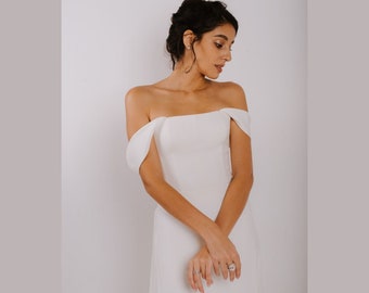 Detachable Crepe Straps Wedding Dress off sleeves — White off shoulder bicep straps attachable — add on wedding satin bridal straps