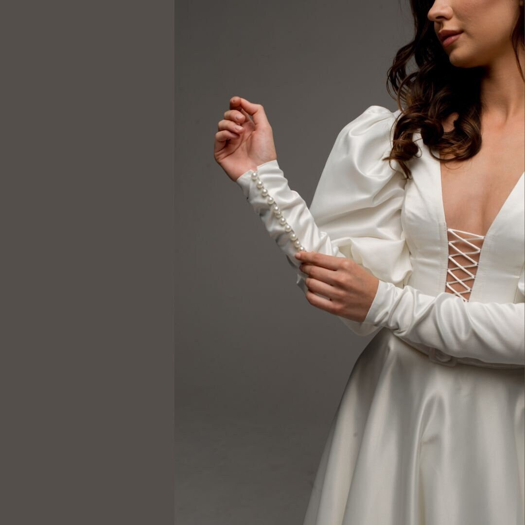 Detachable Sleeves for Wedding Dress — Balloon Removable Satin Bridal ...