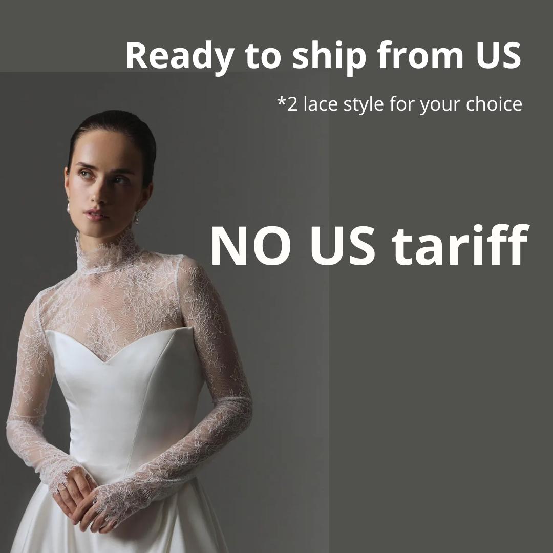 Chantilly Lace Bridal Bolero: Sheer Long Sleeve Wedding Shrug