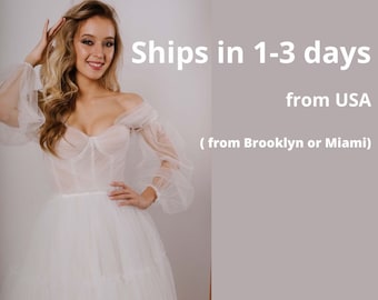 Detachable Bishop Sleeves: Off-Shoulder Tulle Wedding Sleeves