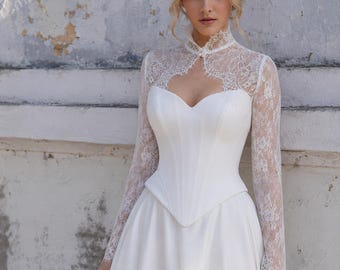 Custom Made-to-Measure Lace Bridal Bolero – Special Order Lace Matching Calla Blanche Coleen Gown