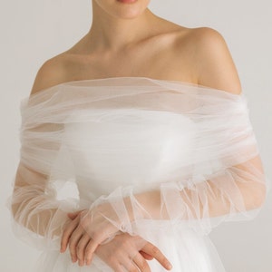 Detachable wedding sleeves with off-shoulder wrap Bicep wrap with pearl buttons back removable bishop sleeves bridal off-should straps image 2