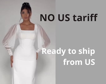 Detachable Tulle Wedding Sleeves: Off-White Bridal Bishop Sleeves