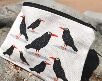 Cornish Chough small zipped purse