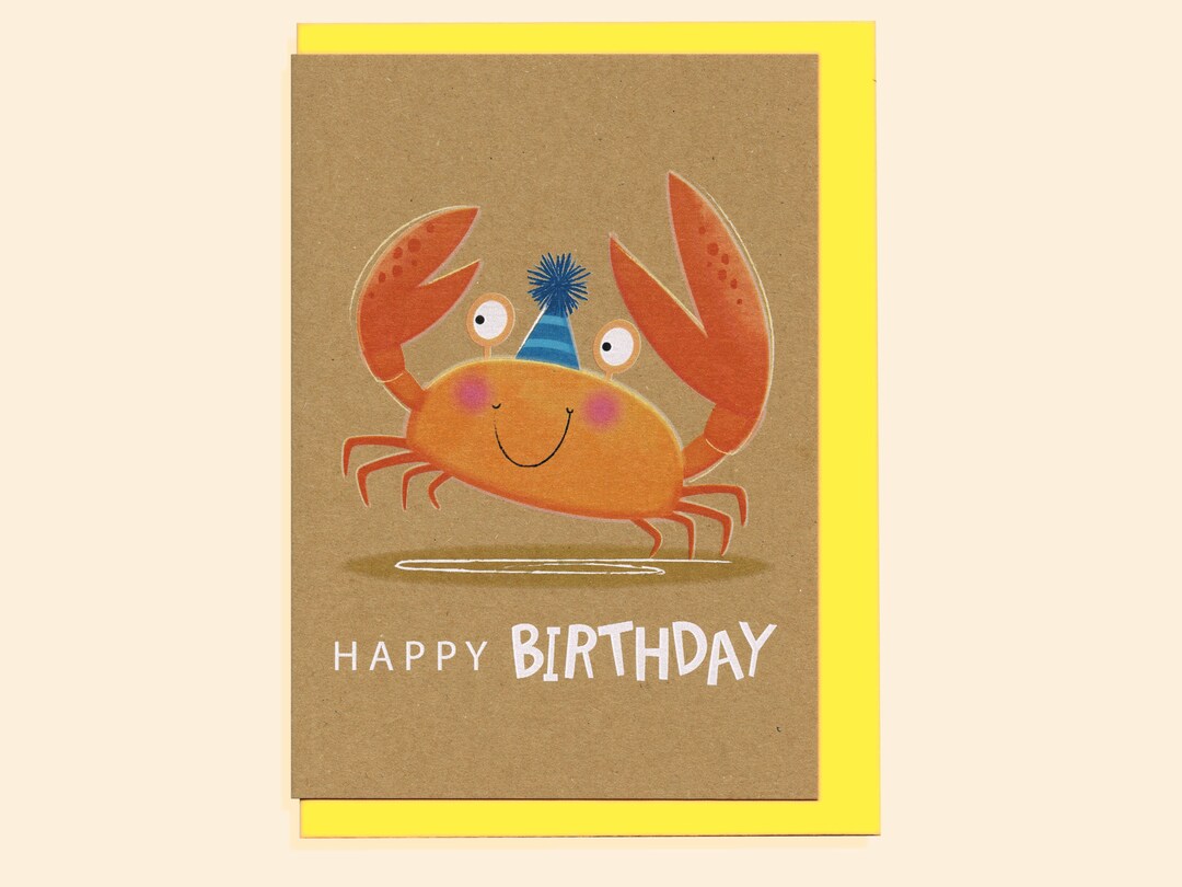 Happy Birthday Crab Birthday Card Etsy
