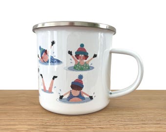 Wild Swim Enamel Mug/ Sea swim Enamel Mug