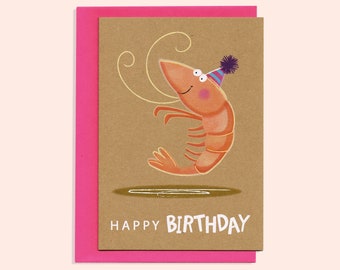 Happy Birthday Prawn Kraft birthday card