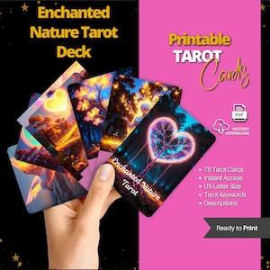 Tarotkaarten | Tarotkaart betoverde natuur | Compleet kaartspel van 78 kaarten | Trefwoord Tarotkaartspel / afdrukbaar kaartspel / Tarotkaartspel Betekenis