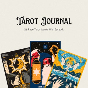 Diario de tarot imprimible de 26 páginas con tiradas de tarot - Descarga instantánea
