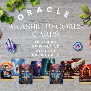 Baralho Oracle de Registro Akáshico/ Baralho de Tarô para Impressão/ Carta de Tarô Digital/ Download Instantâneo/ Download Digital