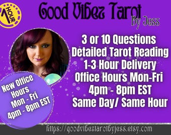 Tarot d'une heure / 3 0 à 10 questions / Tarot d'amour Même heure / Lecture d'une heure / Tarot d'une heure / Tarot sur la finance de carrière / Lecture psychique d'amour