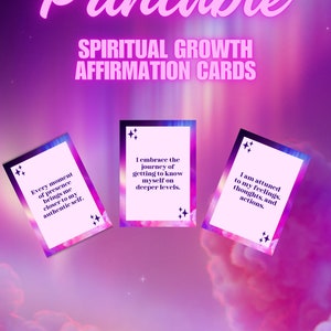 Cartões de afirmação de crescimento espiritual imprimíveis/cartão oracle/cartões oracle de afirmação positiva para crescimento espiritual auto-amor e autocuidado